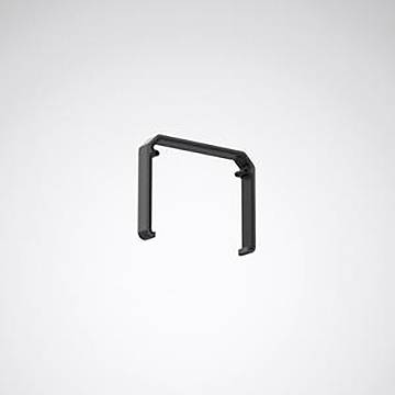 Ein schwarzer, U-förmiger Metallgriff vor einem schlichten, hellgrauen Hintergrund.