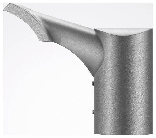 Ein weißes, geschwungenes Kunststoff-Zierleistenstück, typischerweise zur Kanteneinfassung oder Oberflächenveredelung verwendet, auf einem einfachen weißen Hintergrund angezeigt.