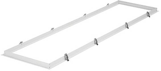 Rechteckiger Metallrahmen mit Clips, wahrscheinlich zum Montieren oder Sichern von Paneelen verwendet. Das Design ist einfach und zweckmäßig.