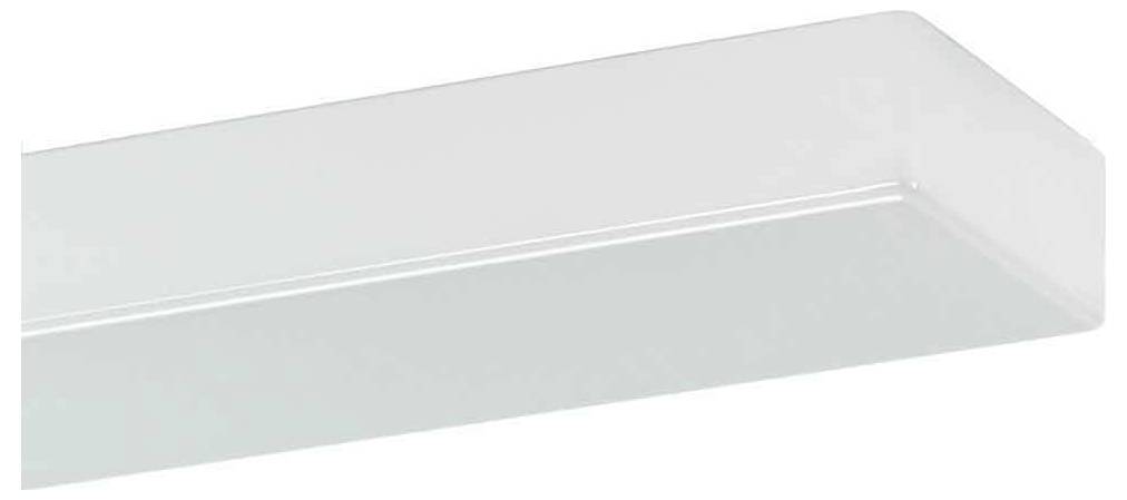 Eine Nahaufnahme eines rechteckigen LED-Paneellichts mit elegantkem, durchscheinendem Design, geeignet für moderne Innenräume.