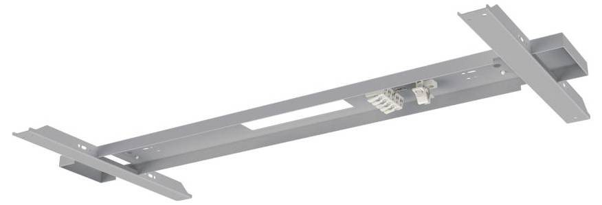 Eine grüne Metallschiene eines Tracklight-Systems mit glatter Außenfläche und einer inneren Nut zur Installation von Leuchten.