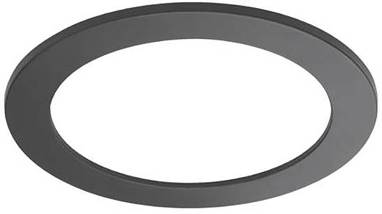 Ein rundes, schwarzes, flaches Ring, das einem großen Unterlegring oder Rahmen ähnelt, ohne sichtbare zusätzliche Kontexte oder Objekte.