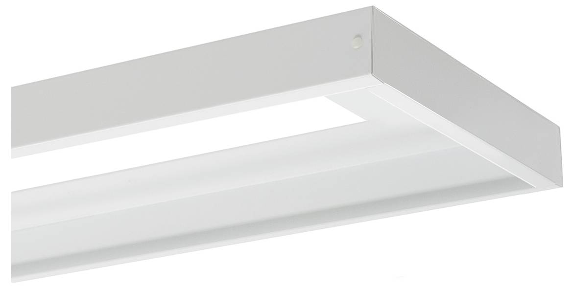 Rechteckige weiße Deckenleuchte mit minimalistischem Design, geeignet für moderne Innenräume.