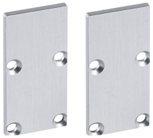 Ein 3D-Modell einer blauen Metallmontageklammer mit mehreren sechskantigen Muttern rundherum, mit verschiedenen Bohrungen zur Montage.