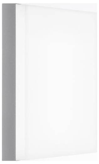 Eine weiße rechteckige Leuchte mit grauen Seitenkanten, die sanfte und gleichmäßige Ausleuchtung bietet. Geeignet für moderne Innenräume.