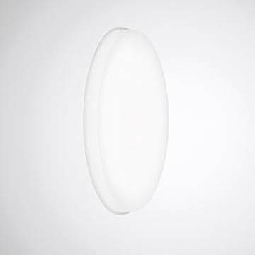 Ein rundes, weißes Deckenleuchten-Leuchtenmodell vor einem einfachen Hintergrund.