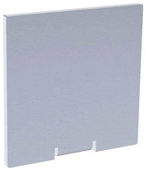 Ein grau rechteckiges Panel mit zwei kleinen Kerben an der unteren Kante. Die Oberfläche wirkt glatt und einheitlich und deutet auf ein elegantes Design hin.