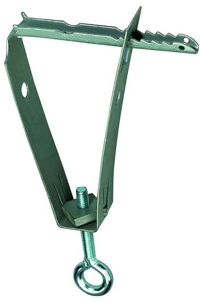 Spreizdübel für die Decke mit Federmechanismus und Öse am unteren Ende, verwendet zum Befestigen von Objekten an Oberflächen.