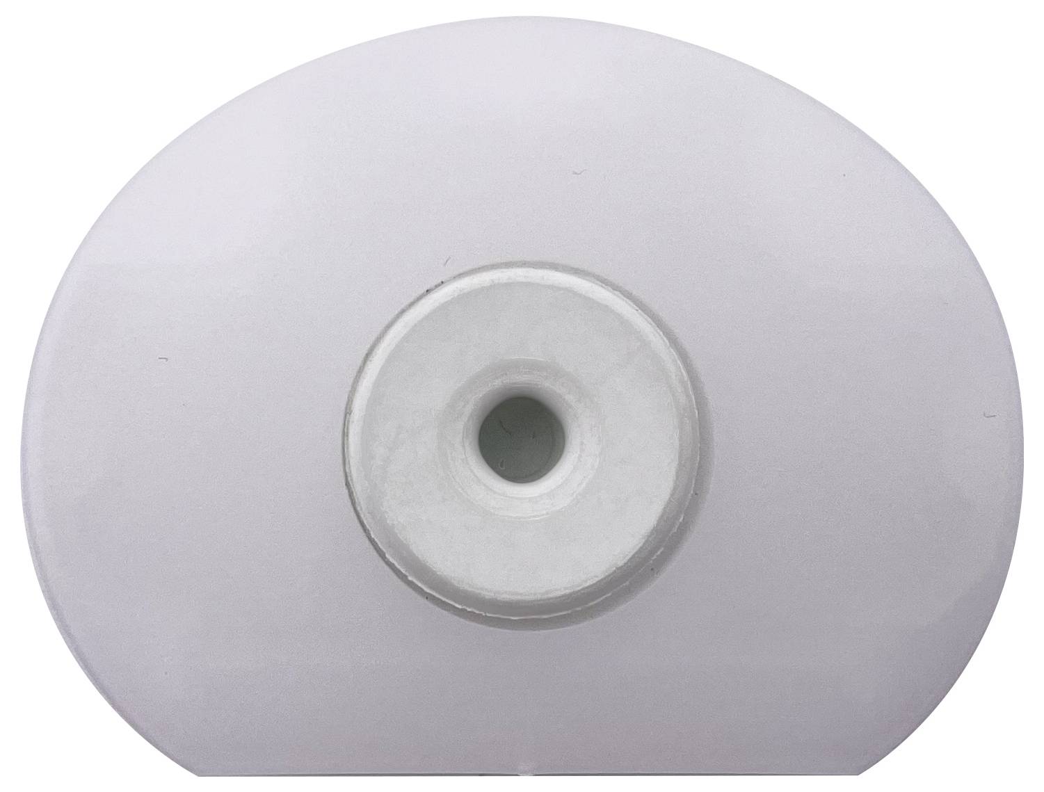 Ein runder, weißer Rauchmelder an einer Decke montiert, mit einer zentralen Sensoröffnung.