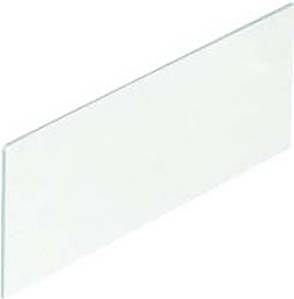 Ein klares, rechteckiges Glaspanel, das in einem Winkel gegen einen einfachen Hintergrund angelehnt ist.