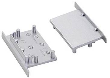 Zwei metallische rechtwinklige Winkel mit je mehreren vorstehenden Stiften auf einer Seite. Ein Winkel ist horizontal positioniert, der andere vertikal.