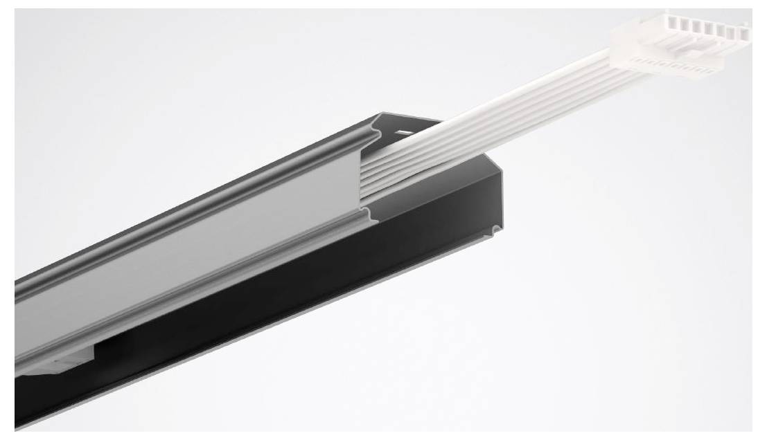 Eine Nahaufnahme eines schwarzen Scheibenwischerblatts mit einer Metallkante, entworfen für Autofenster, die die Seitenansicht des Blatts zeigt.