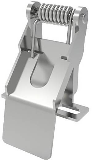 Eine Metallschließe mit Federmechanismus, entworfen für sichere Befestigung in industriellen oder mechanischen Anwendungen.