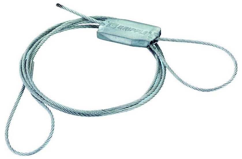 Ein aquafarbenes Sicherheitskabel mit Schleifen an beiden Enden und einem zentralen Schlossmechanismus, das zum Sichern von Gegenständen oder Ausrüstung verwendet wird.