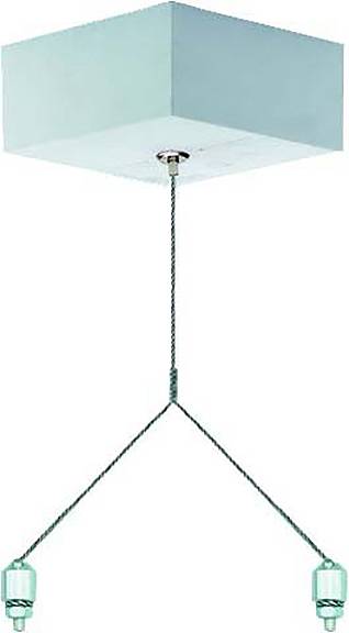 Schwarzer, an der Decke montierter Strahler für gerichtete Beleuchtung, mit zylindrischem Kopf, vor einem einfachen grauen Hintergrund.