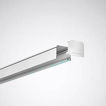 Ein elegantes, modernes lineares LED-Leuchtenelement an der Decke montiert mit minimalistischem Design, das Umgebungslicht bietet.