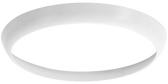 Ein weißes, kreisförmiges Deckenleuchte mit einem eleganten, minimalistischen Design.