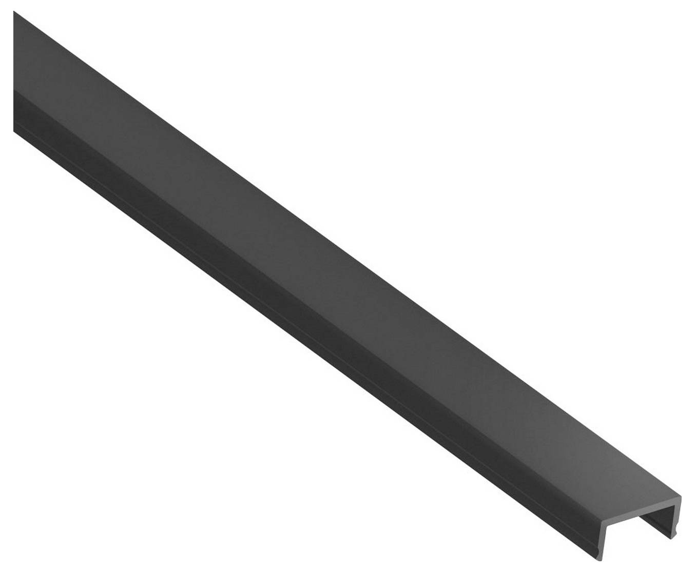 Ein schwarzes und silbernes Scheibenwischerblatt im Automobil, diagonal angewinkelt.