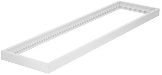 Ein rechteckiger, weißer Rahmen mit hohler Mitte, leicht geneigt, zeigt seine Tiefe.