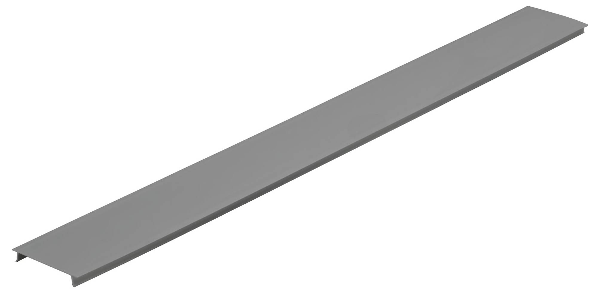 Grauer Metallstab mit einer flachen, länglichen Form; möglicherweise ein Struktur- oder Konstruktionselement.