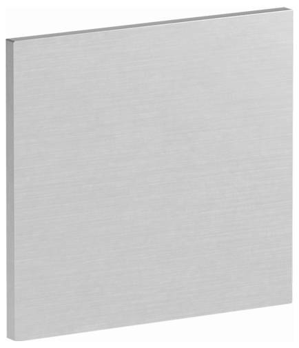Ein quadratisches Edelstahlpanel mit gebürsteter Oberfläche und matter Lackierung.
