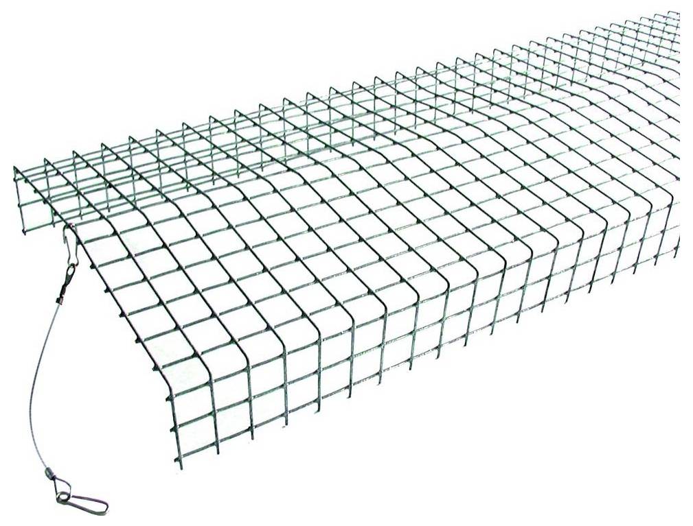 Drahtnetz-Köderhalter für Hummerfallen schützt den Köder vor Robben, mit Metallgitterdesign und Clipbefestigung.