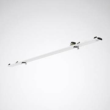 Eine längliche, weiße LED-Leuchte mit minimalistische Gestaltung, vor einem schlichten Hintergrund dargestellt.