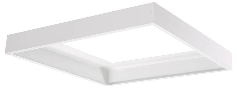 Eine weiße, quadratische Deckenleuchte mit minimalistischem Design, geeignet für moderne Innenräume.