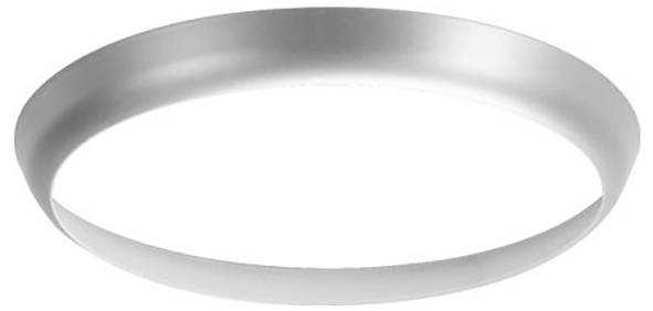 Eine runde, weiße Deckenleuchte, nicht leuchtend, mit einem eleganten, modernen Design.