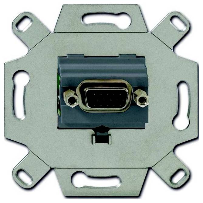 Eine Metall-VGA-Wandplatte mit Montageklammer, die mit einem VGA-Anschluss ausgestattet ist, der zum Befestigen und Verbinden mit einem VGA-Kabel für Displays vorgesehen ist.