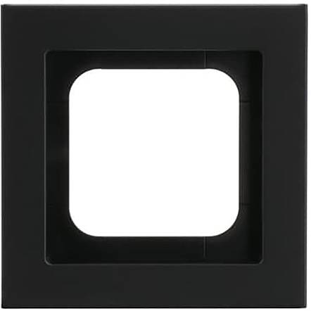 Schwarzer quadratischer Rahmen mit leerem weißem Zentrum, konzipiert zur Anbringung an Wänden oder Oberflächen.