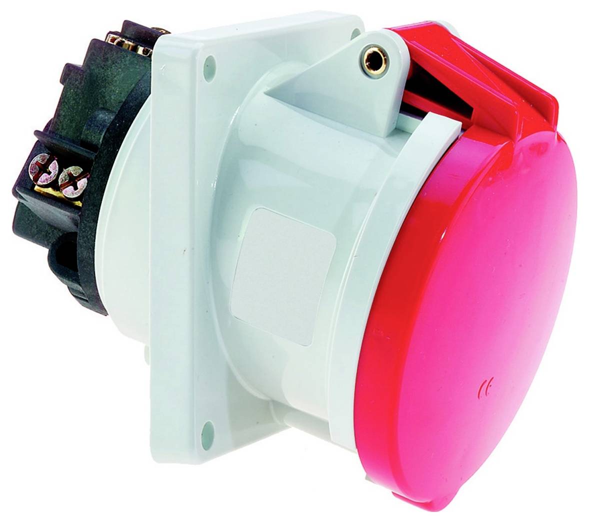 Ein grüner industrieller Elektrostecker mit Schraubverriegelungsmechanismus und Kabeleinführungsklemme, entwickelt für strapazierfähigen Dauereinsatz.