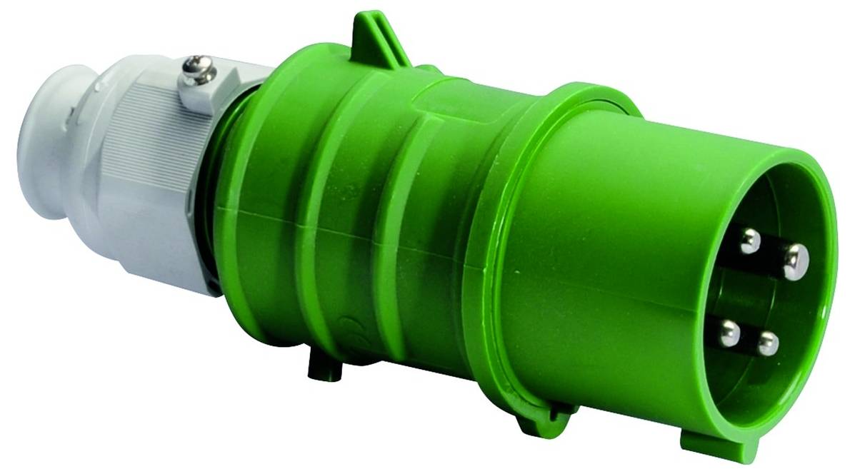 Eine graue rechteckige Schalterdose mit einem großen roten Knopf darunter, ausgestattet mit Schrauben an den Ecken zur Befestigung.