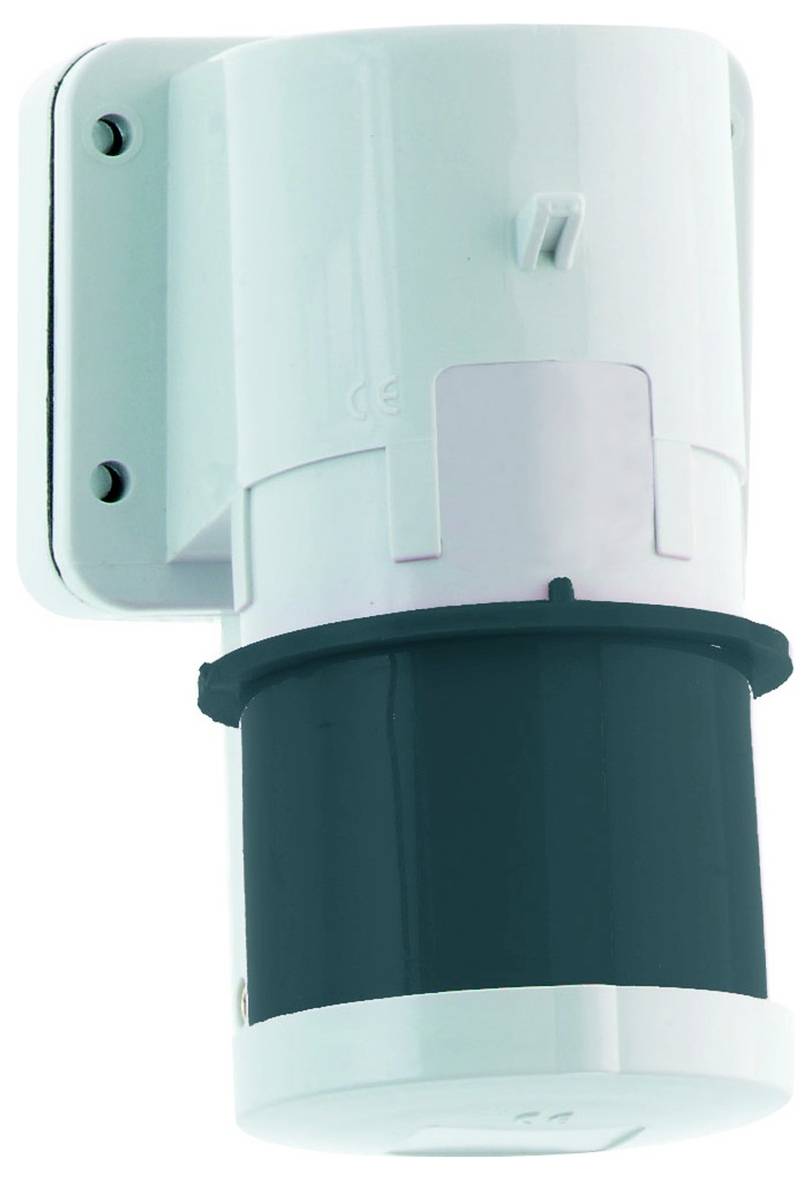 Ein weißer, an der Außenwand montierter Bewegungsmelder mit schwarzerem Unterteil, entwickelt zur Bewegungserkennung für Sicherheits- oder Beleuchtungskontrolle.