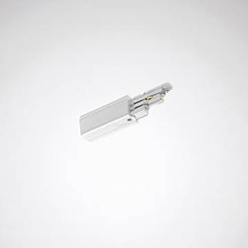 Ein kleines, weißes, rechteckiges USB-Gerät mit einem Metallstecker ist vor einem einfachen, hellen Hintergrund zentriert angeordnet.