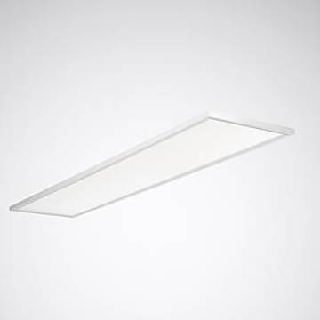 Rechteckiges LED-Deckenpanel mit silbernem Rahmen auf einfachem Hintergrund.