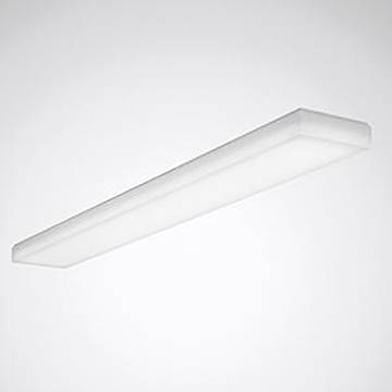 Eine schlanke, rechteckige LED-Deckenleuchte mit modernem Design, die weiches, gleichmäßiges Licht ausstrahlt.