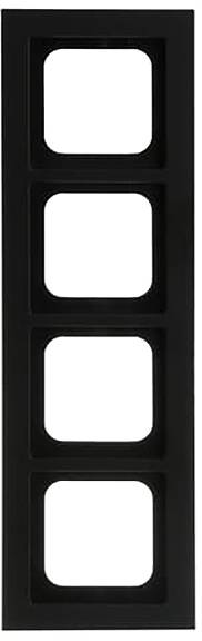 Schwarzer rechteckiger Rahmen mit vier gleichmäßig verteilten quadratischen Öffnungen.