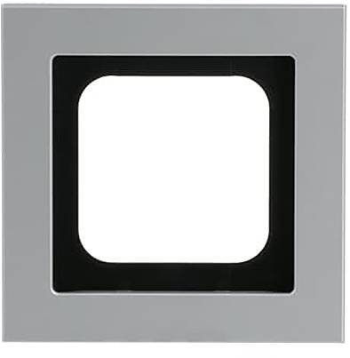 Quadratischer, grau und schwarzer Bilderrahmen mit leerem Zentrum.