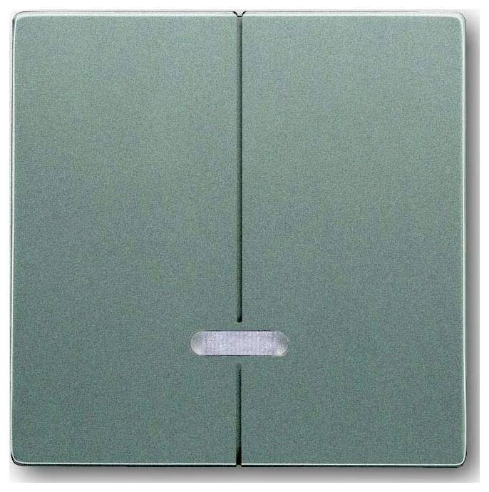 Ein grüner moderner Lichtschalter mit vertikalem Design und einem zentralen rechteckigen Knopf.