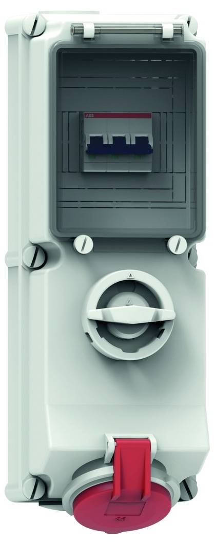 Ein grüner industrieller Stromstecker mit gelber Verriegelungsmechanismus, entwickelt für Hochspannungsanwendungen, dargestellt in geschlossener Position.