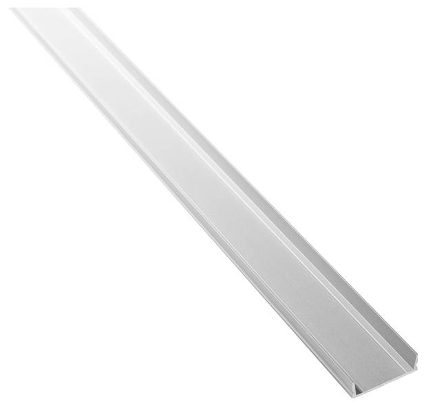 Weiße Aluminium-LED-Schiene mit Diffusor, typischerweise verwendet zur Unterbringung von LED-Streifen für Beleuchtungsanwendungen.