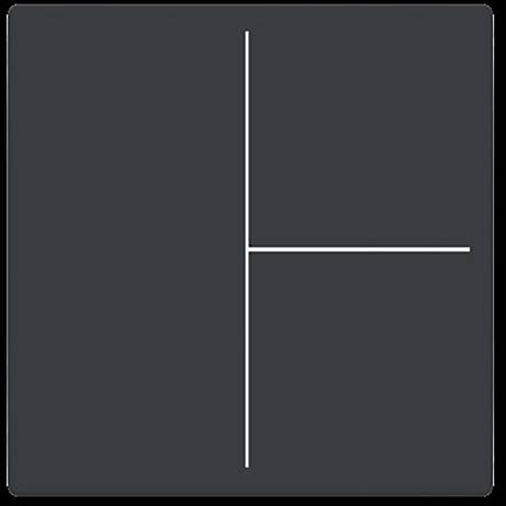 Ein minimalistisches geometrisches Design mit dunklem Hintergrund und einer weißen, rechtwinkligen Linie, die eine „L
