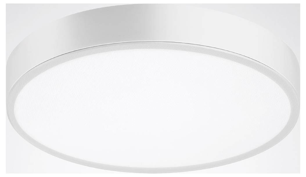 Ein rundes weißes Deckenleuchten-Modell mit minimalem Design, das ein weiches, gleichmäßiges Licht abgibt und sich für moderne Innenräume eignet.