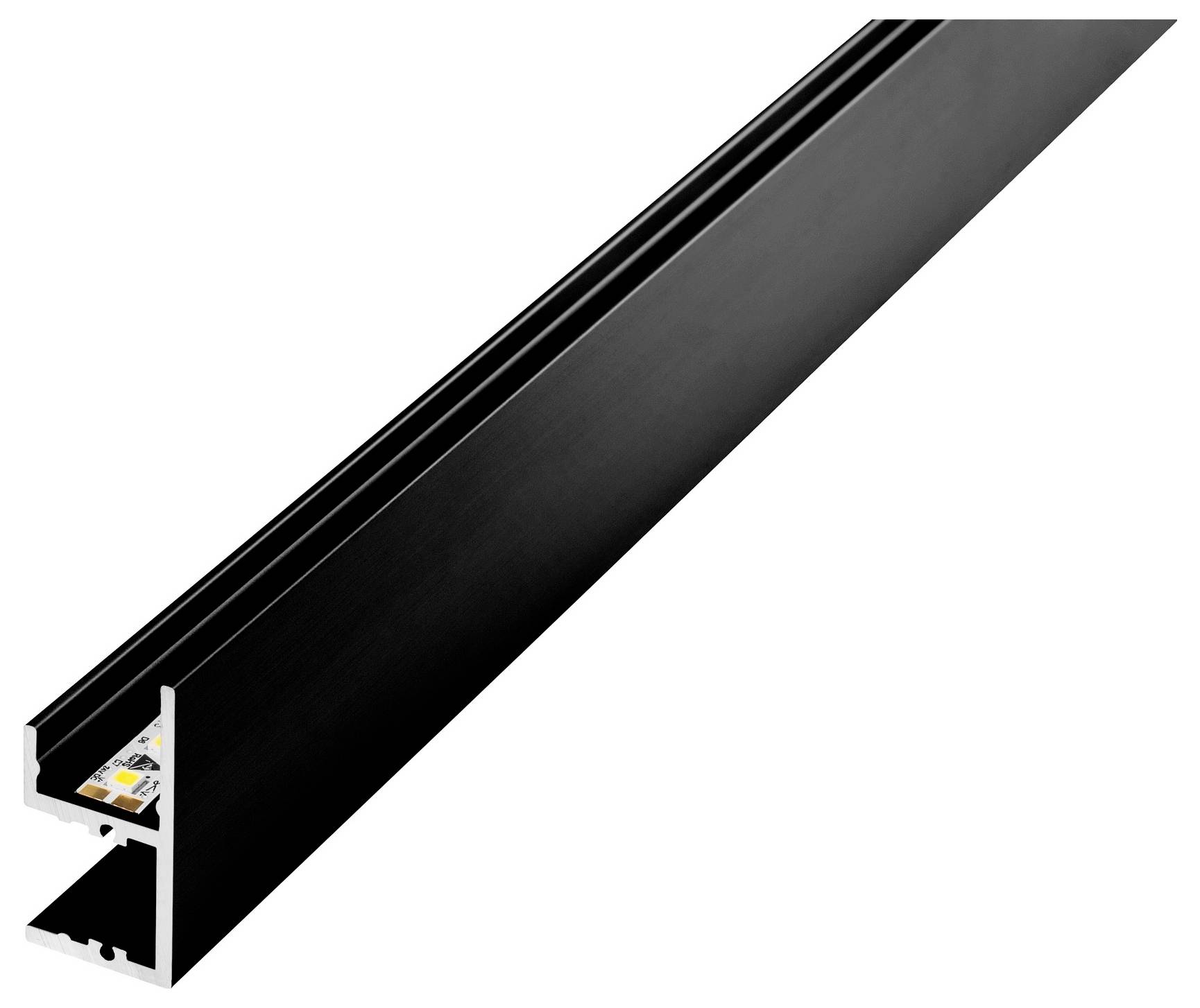 Aluminum-LED-Kanal mit weißem Deckel, entwickelt für Einbauleuchten, mit schlankem und modernem Profil, das sich für verschiedene Innenraumanwendungen eignet.