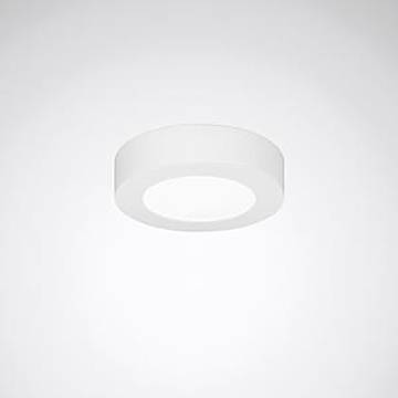 Eine weiße, kreisförmige Deckenleuchte mit einfachem, modernem Design, die weiches Licht ausstrahlt und eine sanfte Ausstrahlung auf der Decke erzeugt.