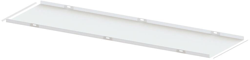 Ein rechteckiges Metallregal mit erhöhten Kanten, geeignet zur Unterstützung von Objekten in Lager- oder Industrieumgebungen.