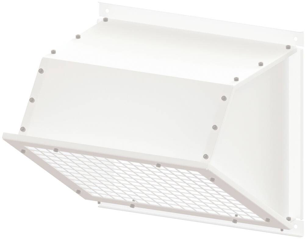 Weiße Kunststoffwandplatte mit zwei kleinen quadratischen Tasten, eine auf jeder Seite.