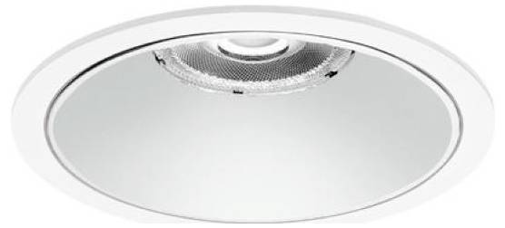 Rundes, bündig eingebautes Deckenleuchten-Einbauelement mit weißem Rahmen und reflektierendem Diffusorphanel