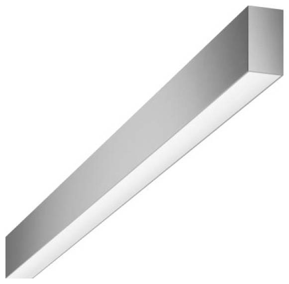 Ein langer silberner metallischer rechteckiger Stab, der diagonal auf einem einfachen weißen Hintergrund dargestellt ist.